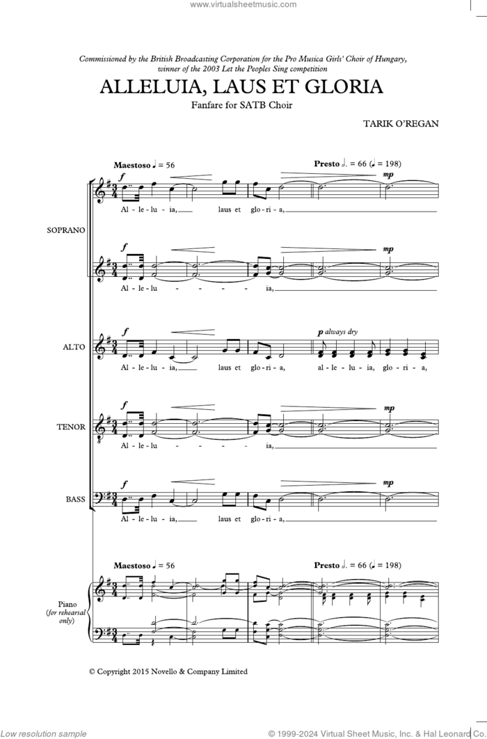 Alleluia, Laus Et Gloria sheet music for choir (SATB: soprano, alto, tenor, bass) by Tarik O'Regan, classical score, intermediate skill level