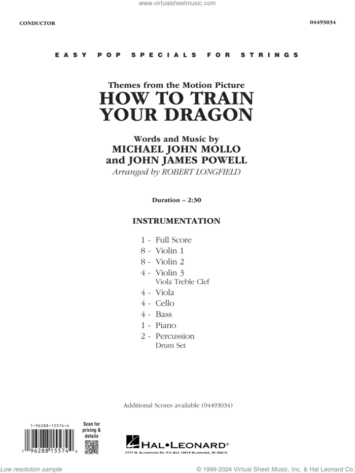 How To Train Your Dragon (arr. Robert Longfield) (COMPLETE) sheet music for orchestra by Robert Longfield, John James Powell, John Powell and Michael John Mollo, intermediate skill level