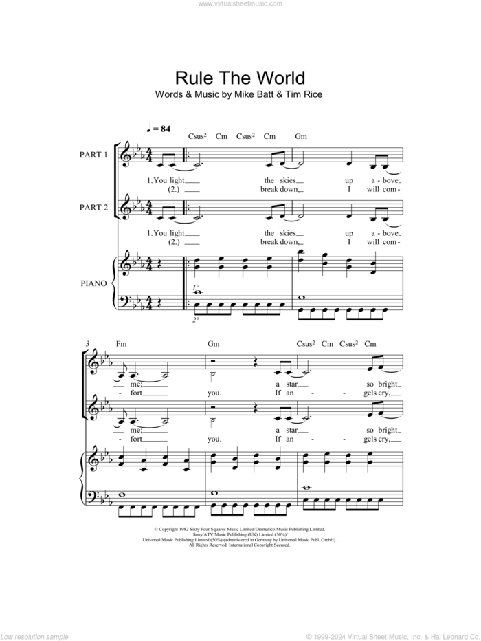 Rule The World (arr. Rick Hein) sheet music for choir (2-Part) by Take That, Rick Hein, Gary Barlow, Howard Donald, Jason Orange and Mark Owen, intermediate duet