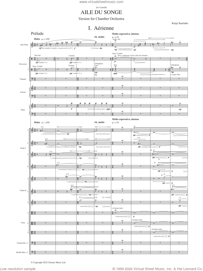 Aile du songe (Chamber Version) sheet music for orchestra (study score) by Kaija Saariaho, classical score, intermediate skill level