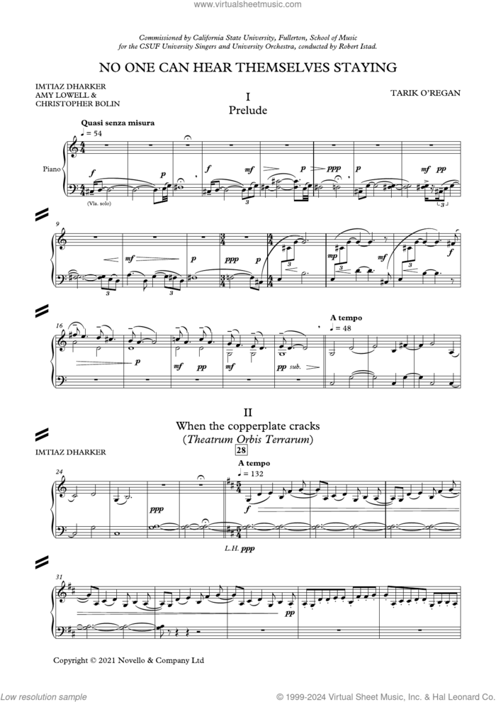No one can hear themselves staying sheet music for orchestra/band (vocal score) by Tarik O'Regan, classical score, intermediate skill level