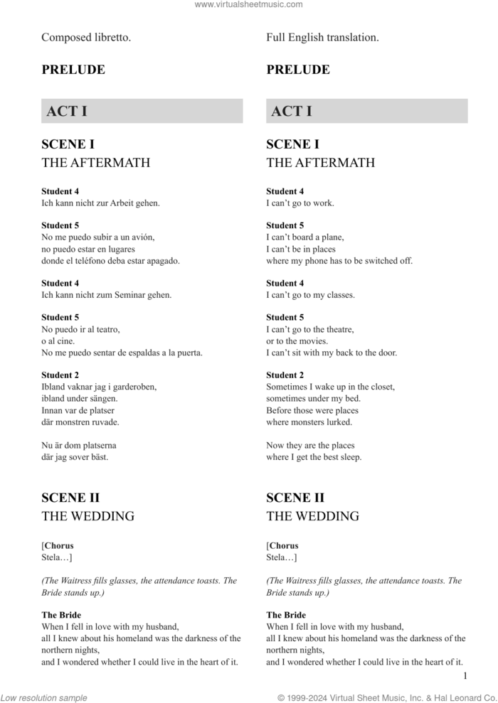 Innocence (Libretto) sheet music for voice solo by Kaija Saariaho, classical score, intermediate skill level