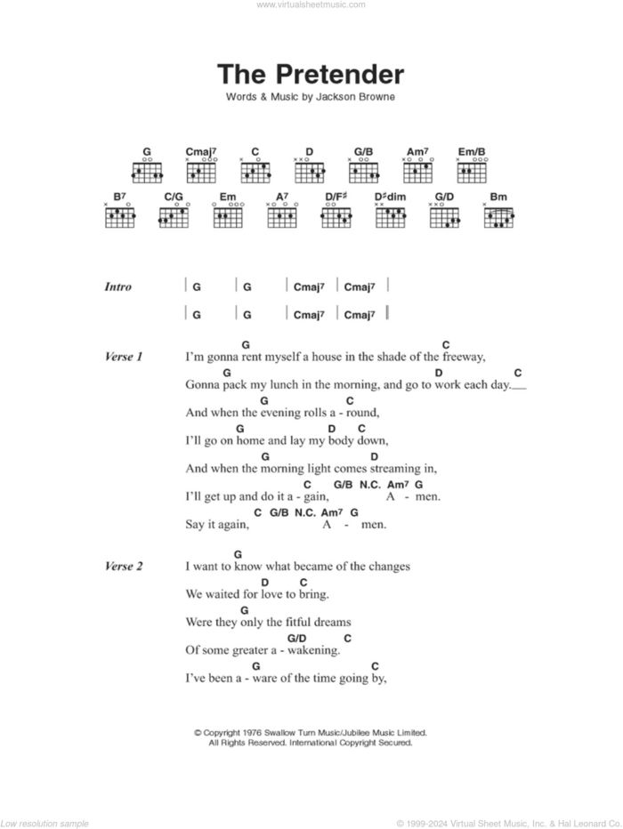 The Pretender sheet music for guitar (chords) by Jackson Browne, intermediate skill level