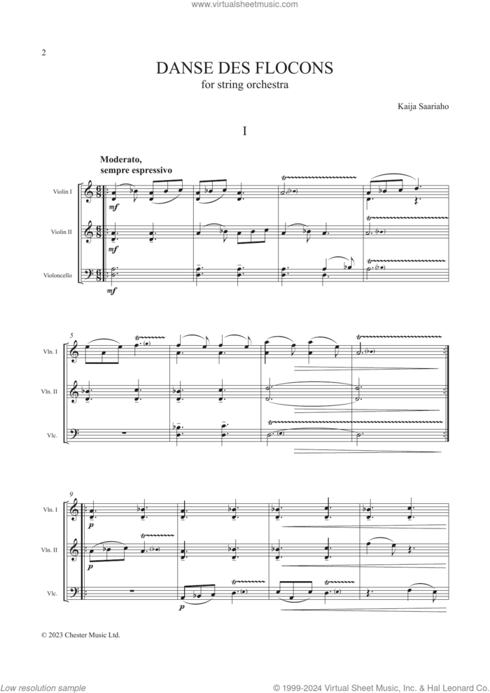 Danse des Flocons (String Orchestra) sheet music for orchestra (study score) by Kaija Saariaho, classical score, intermediate skill level