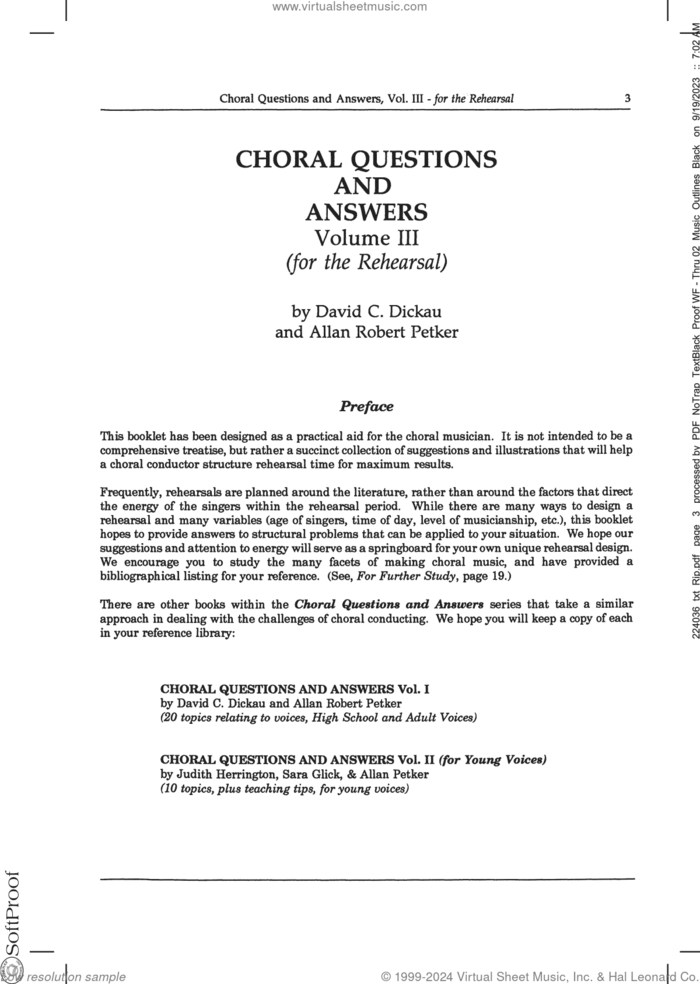 Choral Questions And Answers, Volume III sheet music for choir by Allan Robert Petker, David C. Dickau and David C. Dickau and Allan Robert Petker, intermediate skill level