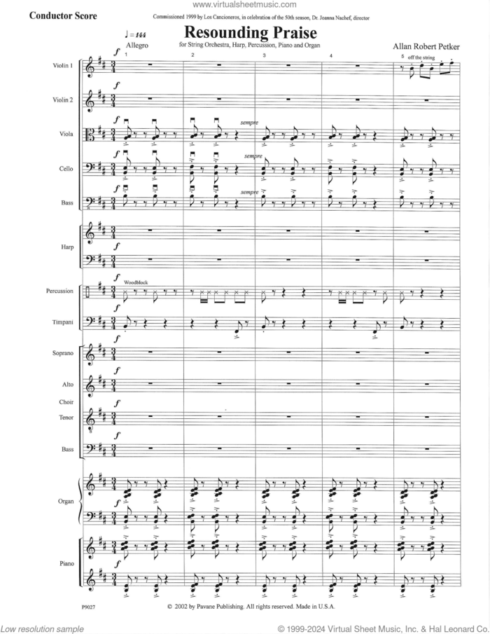 Resounding Praise sheet music for orchestra/band (full score) by Allan Robert Petker, intermediate skill level