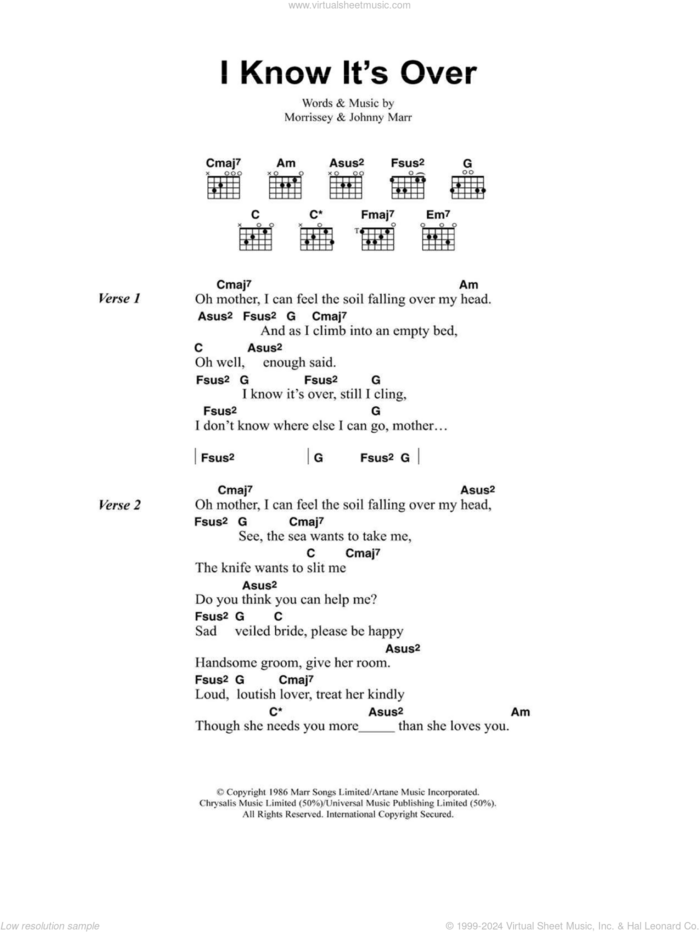 I Know It's Over sheet music for guitar (chords) by The Smiths, Johnny Marr and Steven Morrissey, intermediate skill level