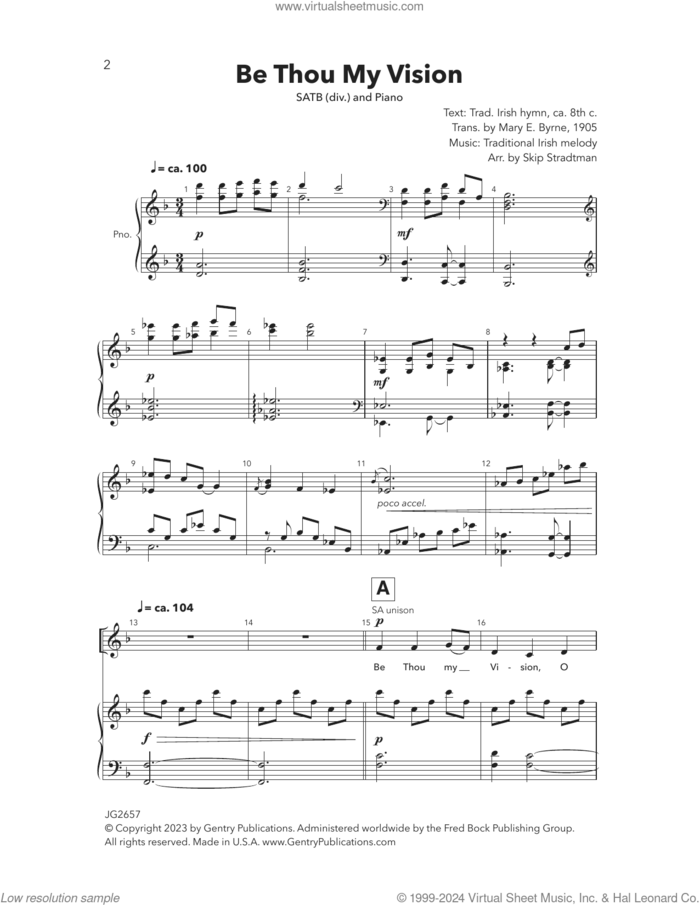 Be Thou My Vision sheet music for choir (SATB: soprano, alto, tenor, bass) by Skip Stradtman, intermediate skill level