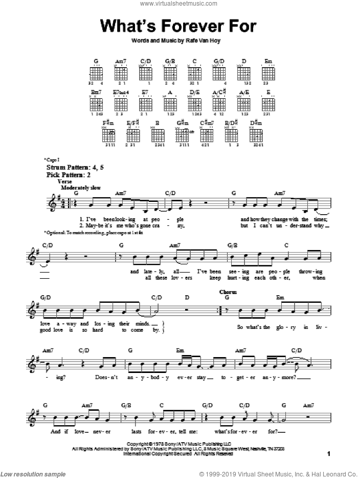 What's Forever For sheet music for guitar solo (chords) by Michael Martin Murphey and Rafe VanHoy, easy guitar (chords)
