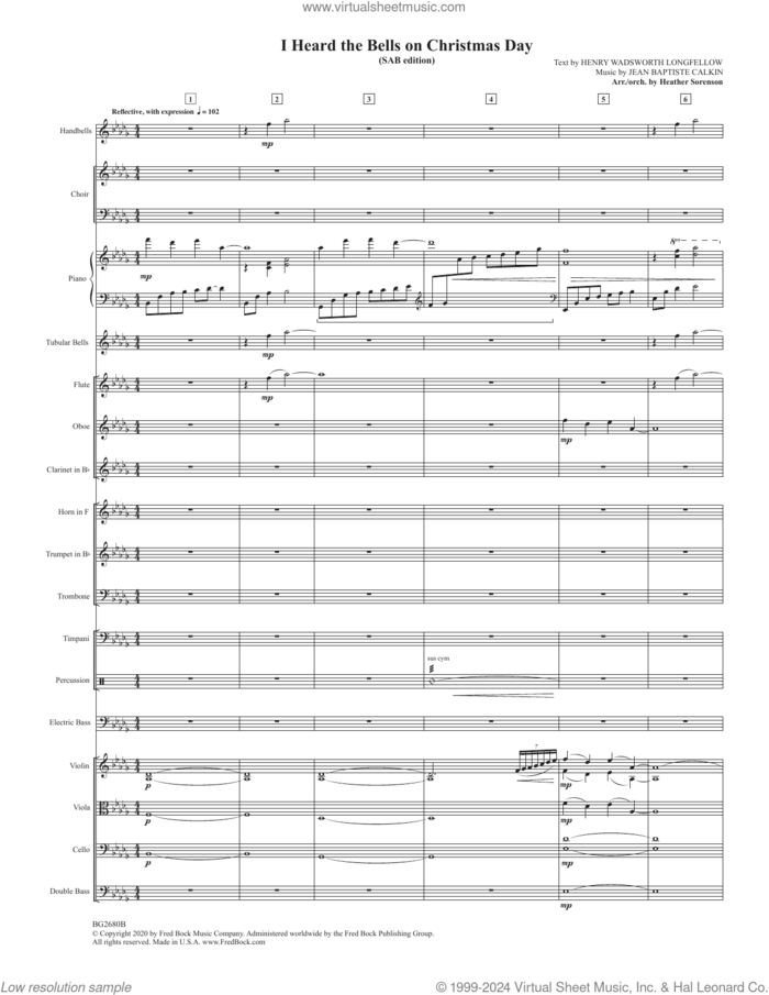 I Heard The Bells On Christmas Day (COMPLETE) sheet music for orchestra/band (Instrumental Accompaniment) by Heather Sorenson, intermediate skill level