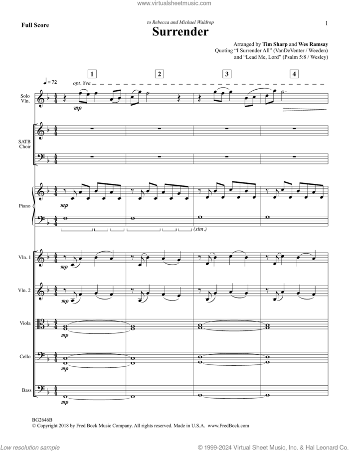 Surrender (COMPLETE) sheet music for orchestra/band by Tim Sharp and Wes Ramsay, Tim Sharp and Wes Ramsay, intermediate skill level