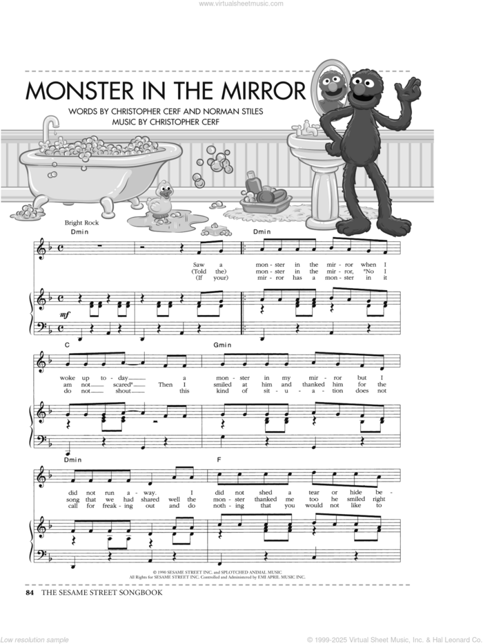 Monster In The Mirror (from Sesame Street) sheet music for voice, piano or guitar by Christopher Cerf and Norman Stiles, intermediate skill level