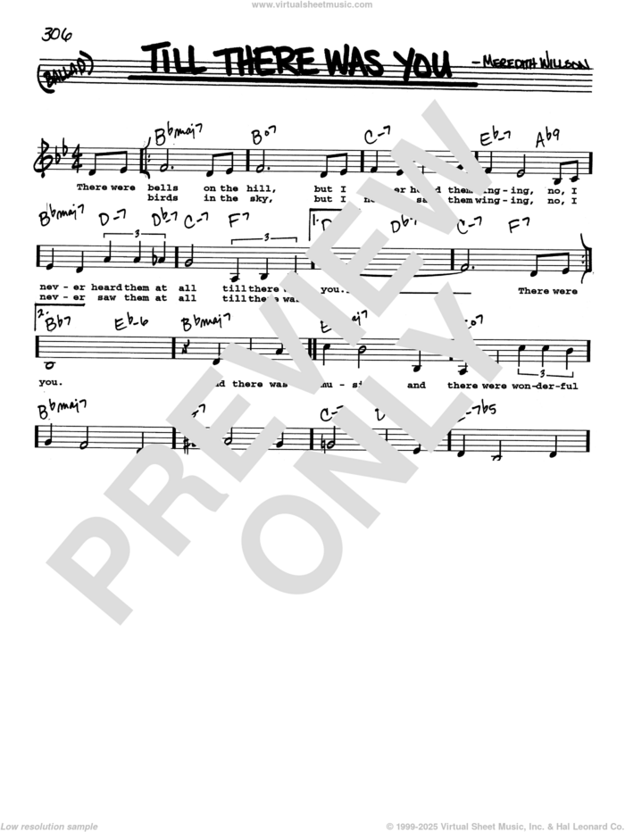 Till There Was You (Low Voice) sheet music for voice and other instruments (real book with lyrics) by Meredith Willson and The Beatles, intermediate skill level