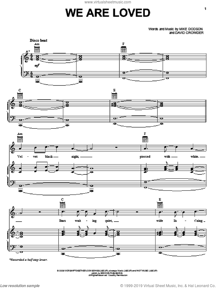 We Are Loved sheet music for voice, piano or guitar by David Crowder Band, David Crowder and Mike Dodson, intermediate skill level