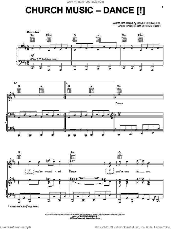 Church Music - Dance (!) sheet music for voice, piano or guitar by David Crowder Band, David Crowder, Jack Parker and Jeremy Bush, intermediate skill level