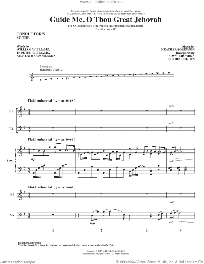 Guide Me, O Thou Great Jehovah (COMPLETE) sheet music for orchestra/band by Heather Sorenson, John Hughes and William Williams, intermediate skill level