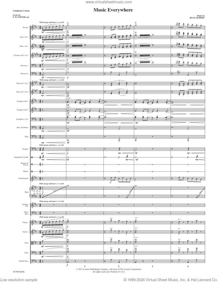 Music Everywhere (COMPLETE) sheet music for orchestra/band (Orchestra) by Ryan Murphy and S.W. Foster, Alt., intermediate skill level