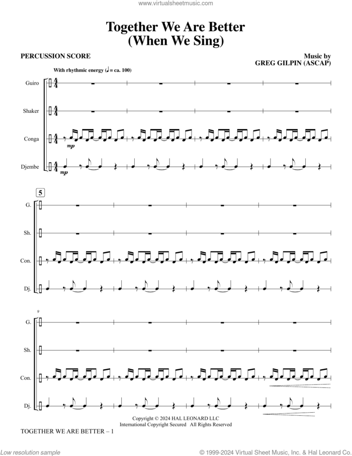 Together We Are Better (When We Sing) (COMPLETE) sheet music for orchestra/band by Greg Gilpin, intermediate skill level