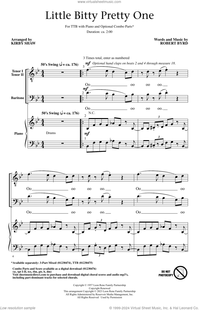 Little Bitty Pretty One (arr. Kirby Shaw) sheet music for choir (TTBBB) by Bobby Day, Kirby Shaw and Robert Byrd, intermediate skill level