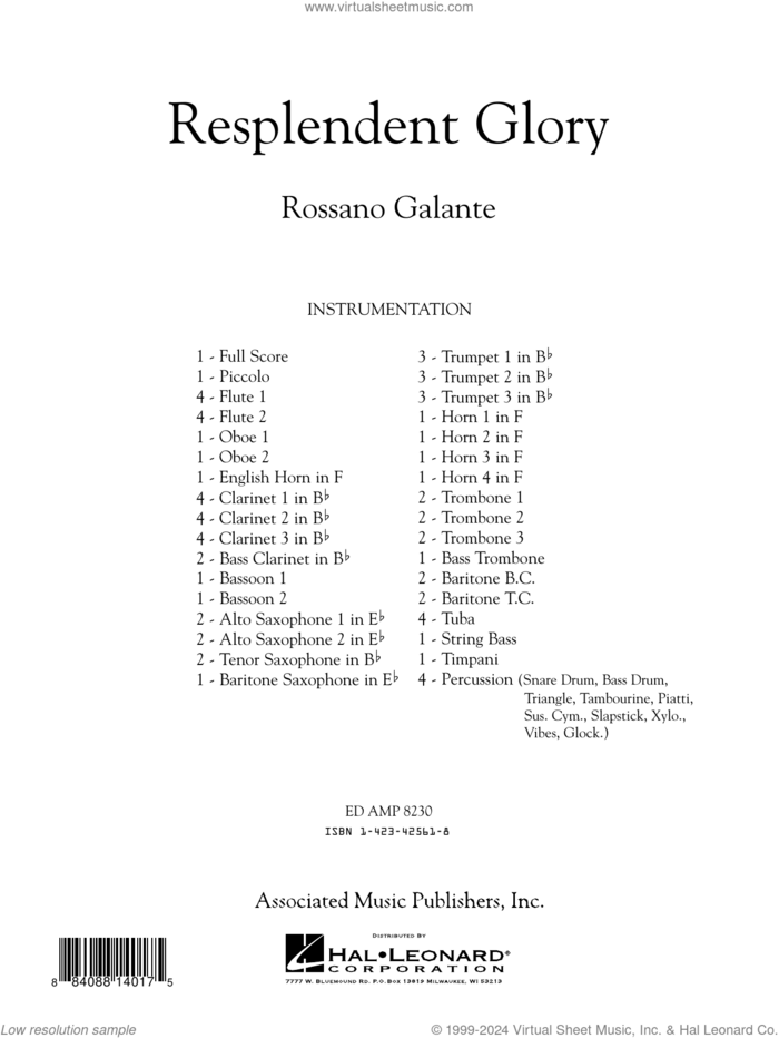 Resplendent Glory (COMPLETE) sheet music for concert band by Rossano Galante, intermediate skill level