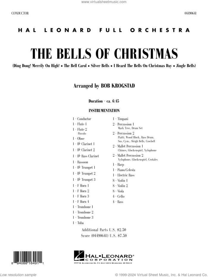 The Bells Of Christmas (COMPLETE) sheet music for full orchestra by Bob Krogstad, intermediate skill level
