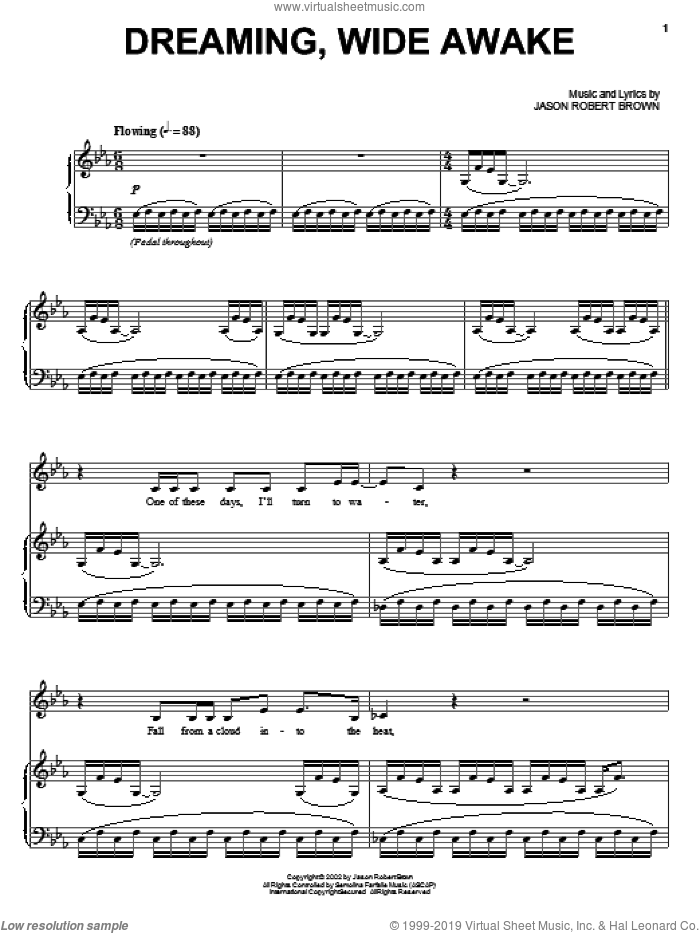 Dreaming, Wide Awake sheet music for voice and piano by Jason Robert Brown and Lauren Kennedy, intermediate skill level