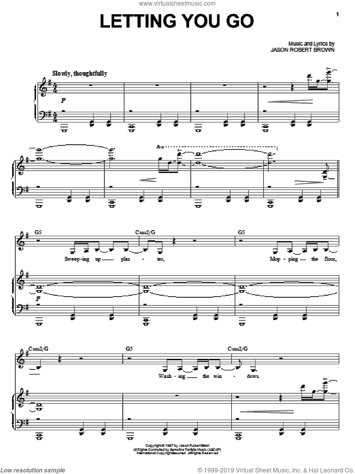 Letting You Go sheet music for voice and piano by Jason Robert Brown and Lauren Kennedy, intermediate skill level