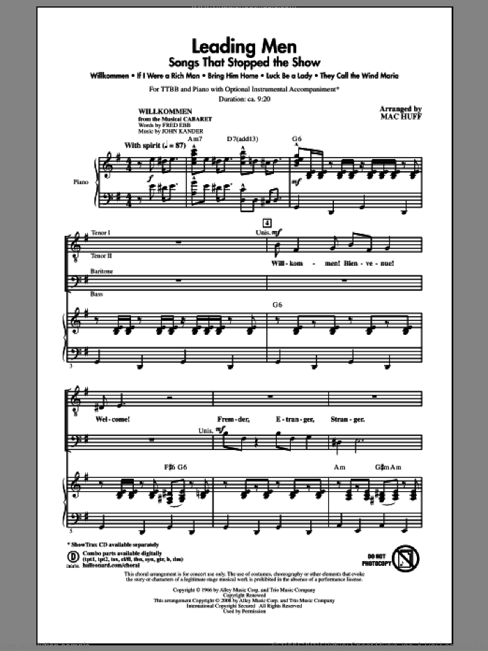 Leading Men: Songs That Stopped The Show (Medley) sheet music for choir (TTBB: tenor, bass) by Mac Huff, intermediate skill level