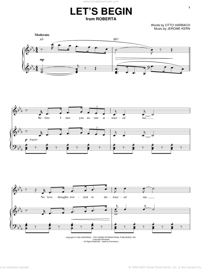 Let's Begin sheet music for voice, piano or guitar by Jerome Kern, Ella Fitzgerald and Otto Harbach, intermediate skill level