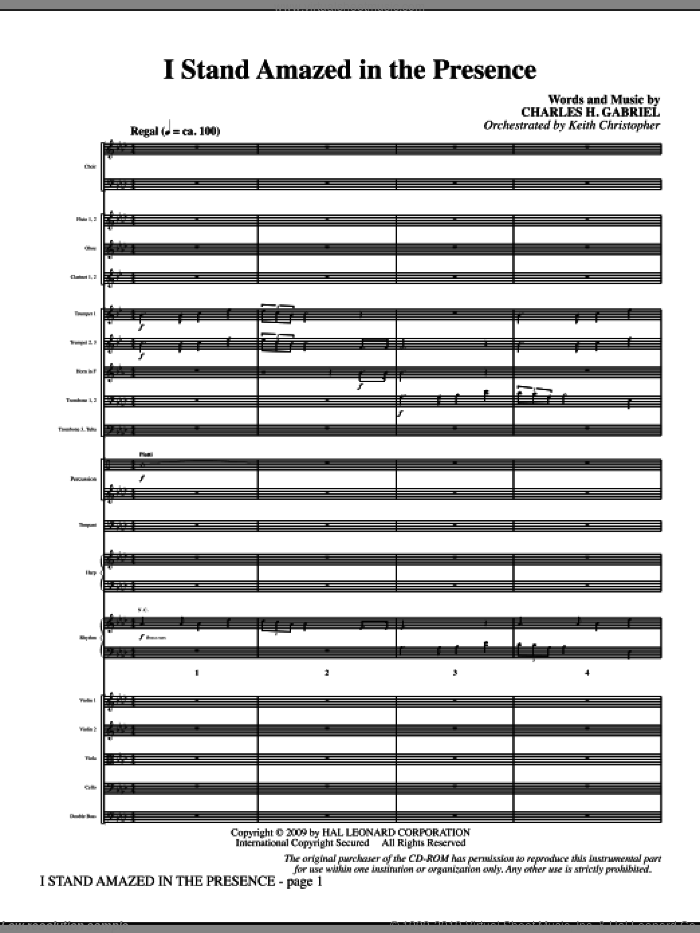 I Stand Amazed In The Presence (COMPLETE) sheet music for orchestra/band (Orchestra) by Keith Christopher and Charles H. Gabriel, intermediate skill level
