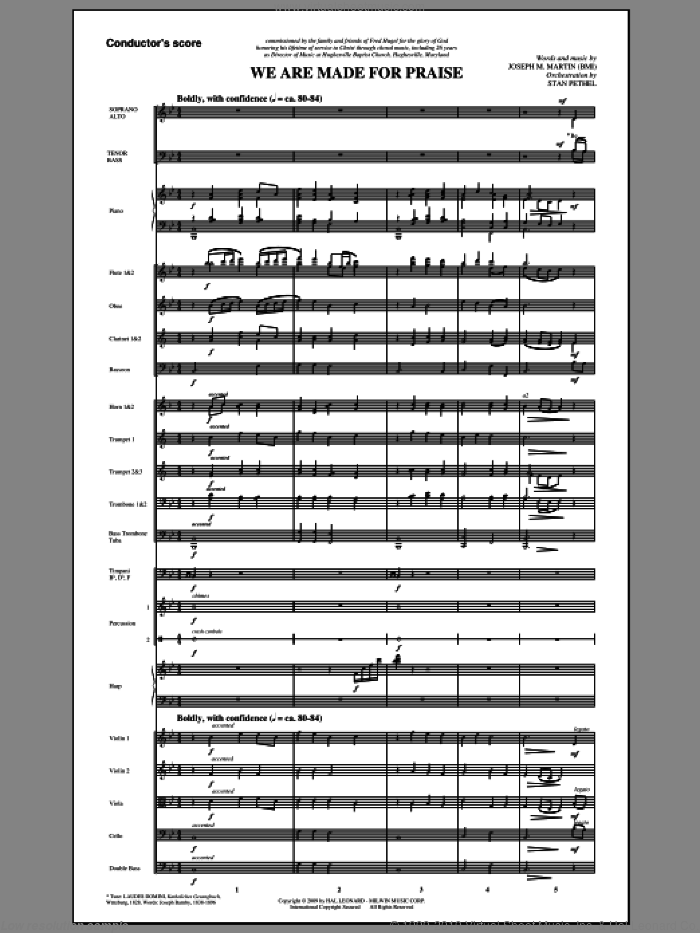 We Are Made For Praise (COMPLETE) sheet music for orchestra/band (Orchestra) by Joseph M. Martin and Stan Pethel, intermediate skill level