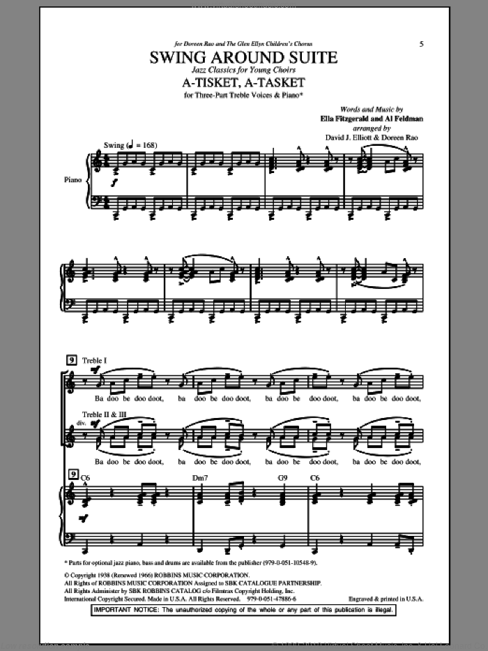 Swing Around Suite sheet music for choir (3-Part Treble) by David Elliott, intermediate skill level