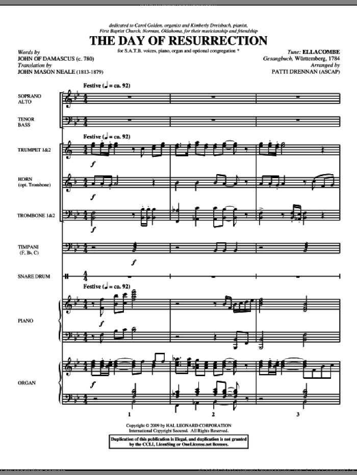 The Day Of Resurrection (COMPLETE) sheet music for orchestra/band (Brass) by Patti Drennan, intermediate skill level