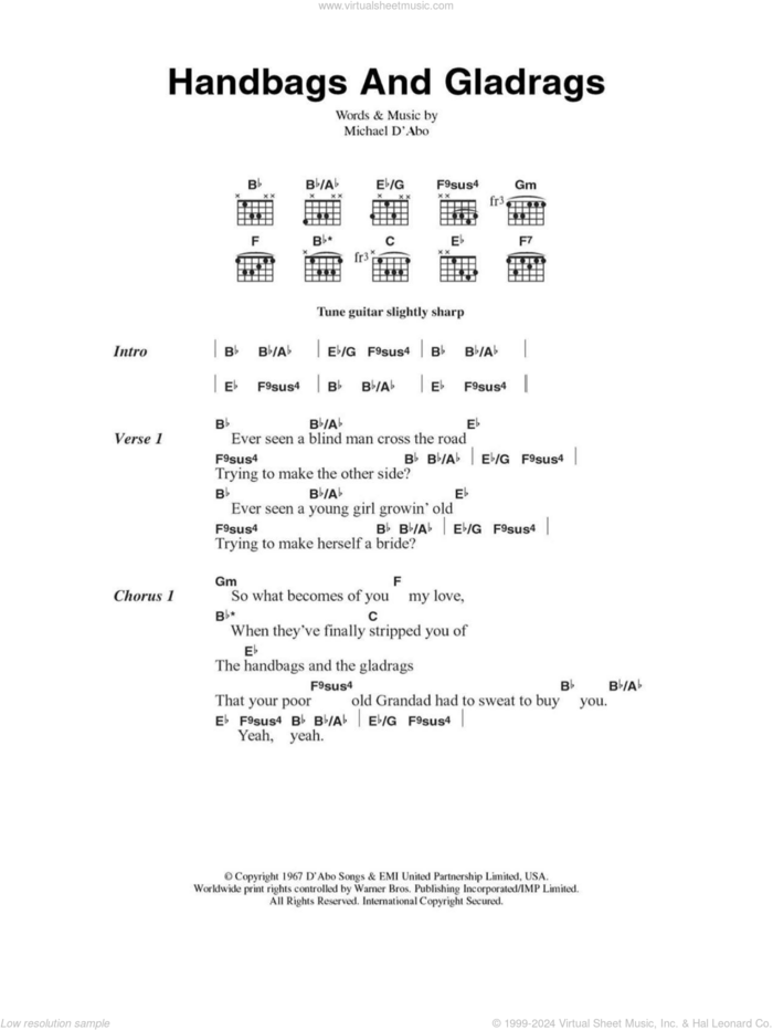 Handbags And Gladrags sheet music for guitar (chords) by Rod Stewart, Rod Stuart and Stereophonics, intermediate skill level