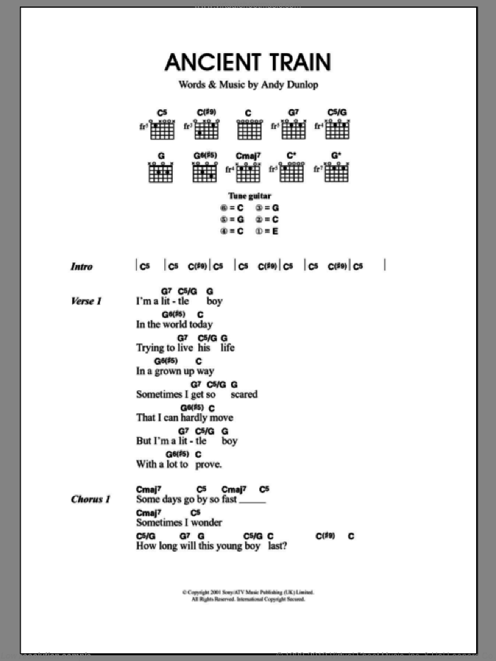 Ancient Train sheet music for guitar (chords) by Merle Travis and Andrew Dunlop, intermediate skill level