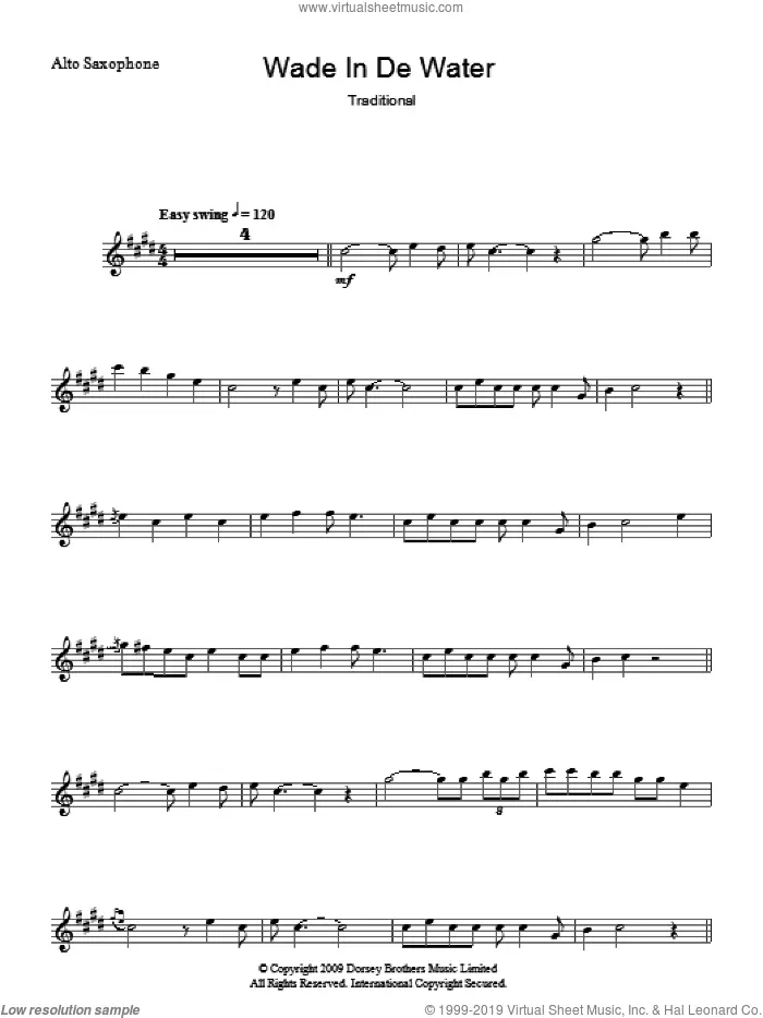 Wade In The Water sheet music for voice and other instruments (fake book), intermediate skill level