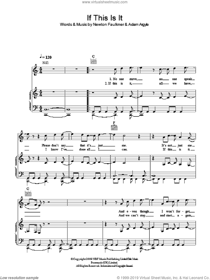 If This Is It sheet music for voice, piano or guitar by Newton Faulkner and Adam Argyle, intermediate skill level