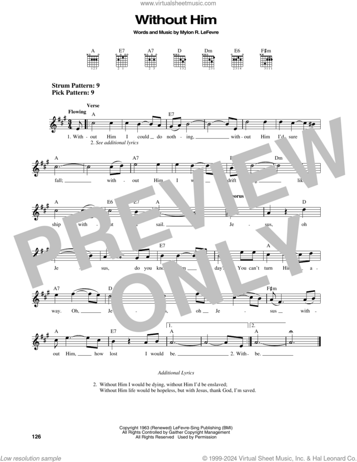 Without Him sheet music for guitar solo (chords) by Mylon R. LeFevre, easy guitar (chords)