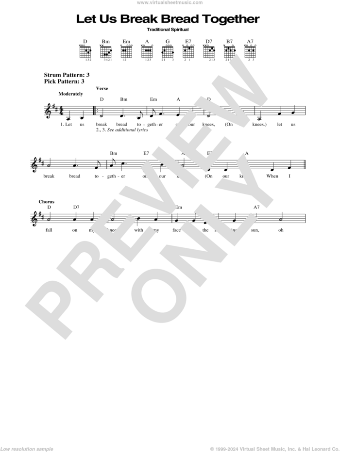 Let Us Break Bread Together sheet music for guitar solo (chords), easy guitar (chords)