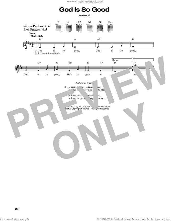 God Is So Good sheet music for guitar solo (chords), easy guitar (chords)