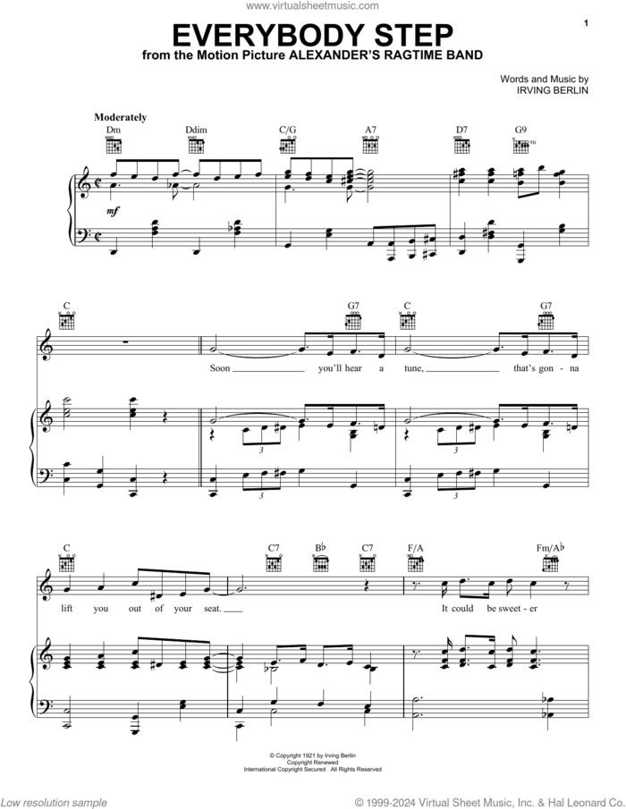 Everybody Step sheet music for voice, piano or guitar by Irving Berlin, intermediate skill level