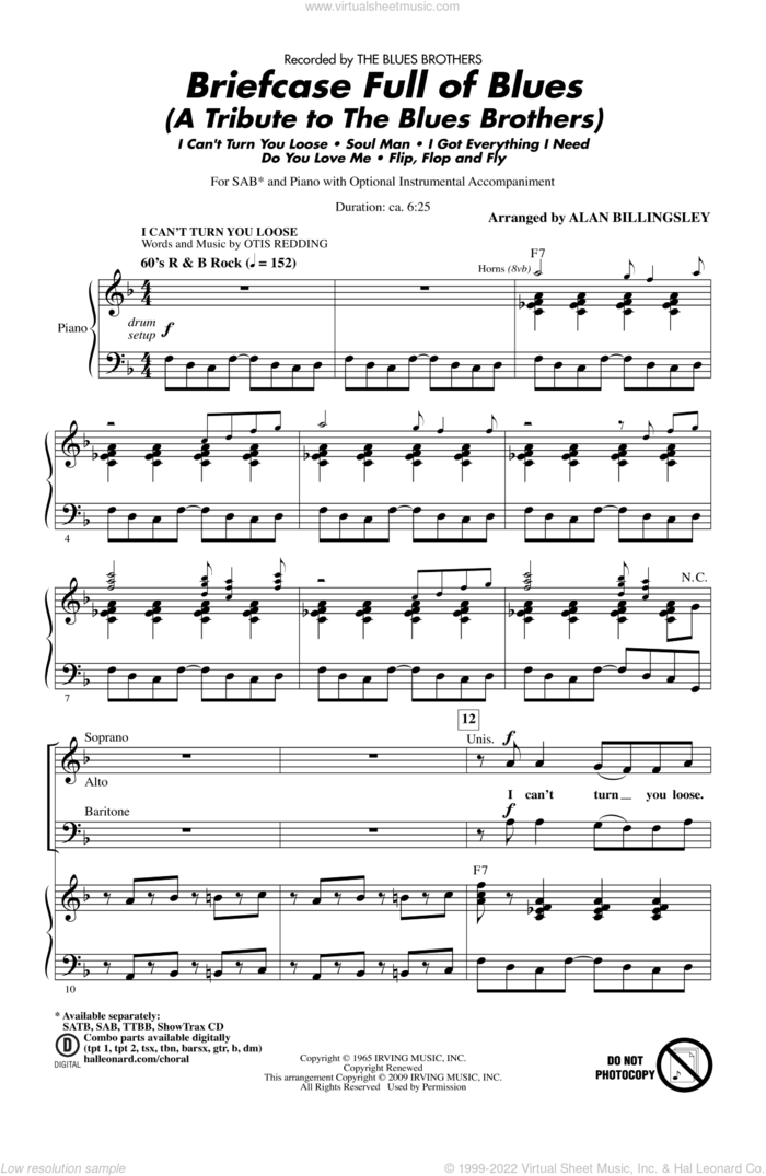 Briefcase Full Of Blues (A Tribute to the Blues Brothers) sheet music for choir (SAB: soprano, alto, bass) by Alan Billingsley and Blues Brothers, intermediate skill level
