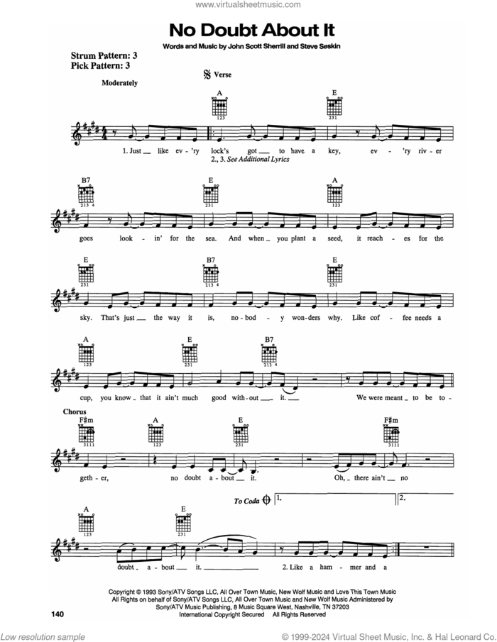 No Doubt About It sheet music for guitar solo (chords) by Neal McCoy, John Scott Sherrill and Steve Seskin, wedding score, easy guitar (chords)
