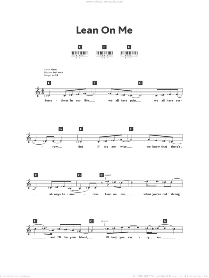 Lean On Me sheet music for voice and other instruments (fake book) by Bill Withers, intermediate skill level