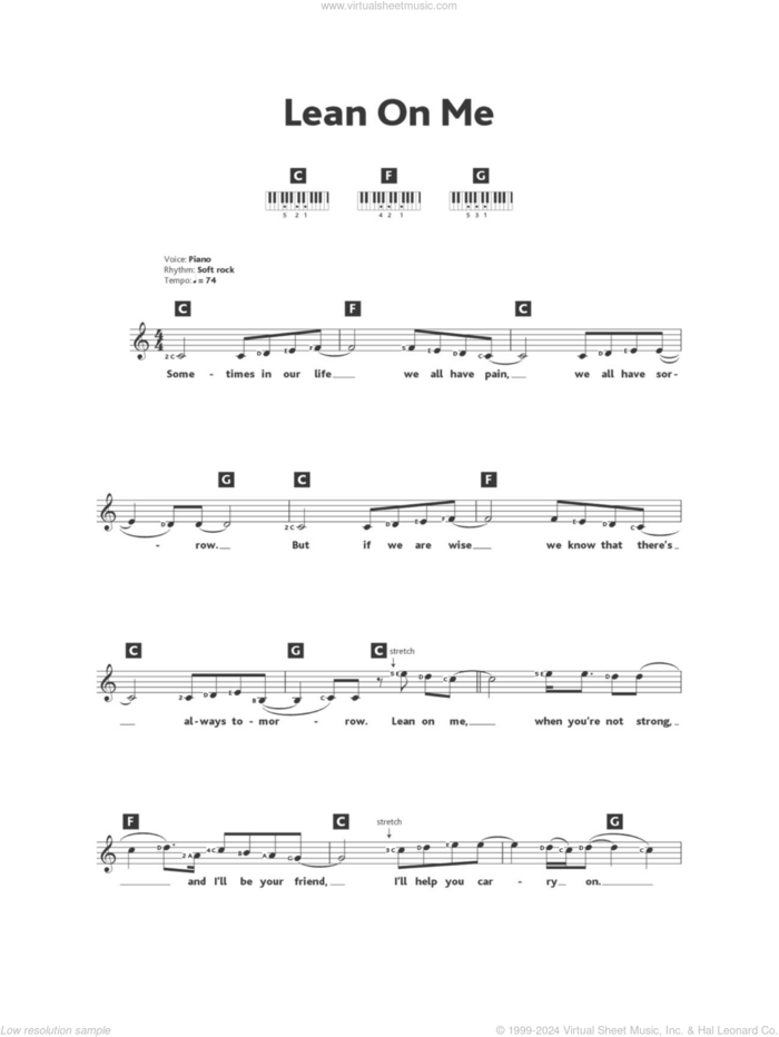 Lean On Me sheet music for voice and other instruments (fake book) by Bill Withers, intermediate skill level