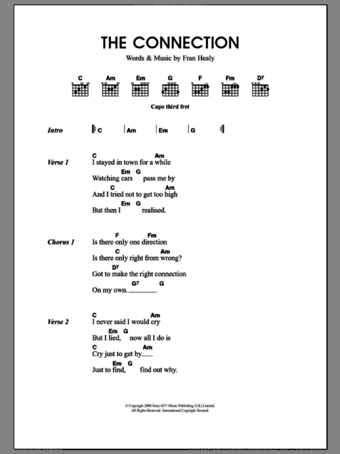 The Connection sheet music for guitar (chords) by Merle Travis and Fran Healy, intermediate skill level