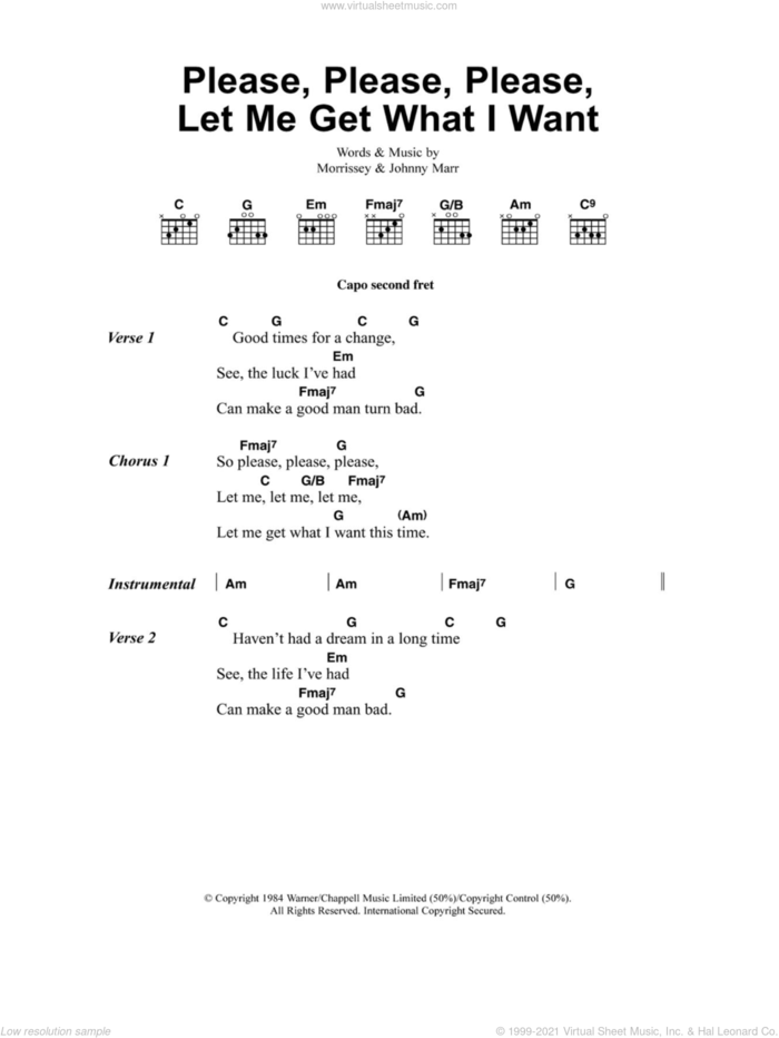 Please, Please, Please, Let Me Get What I Want sheet music for guitar (chords) by The Smiths, Johnny Marr and Steven Morrissey, intermediate skill level