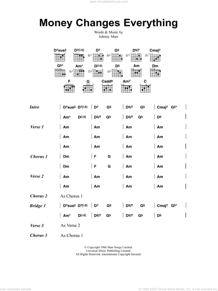 Money Changes Everything sheet music for guitar (chords) by The Smiths and Johnny Marr, intermediate skill level