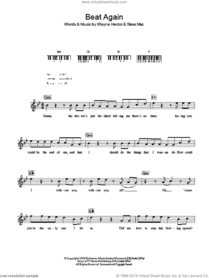 Beat Again sheet music for voice and other instruments (fake book) by JLS, Steve Mac and Wayne Hector, intermediate skill level