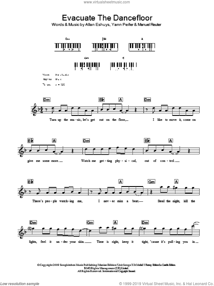 Evacuate The Dancefloor sheet music for voice and other instruments (fake book) by Cascada, Allan Eshuys, Manuel Reuter and Yann Peifer, intermediate skill level